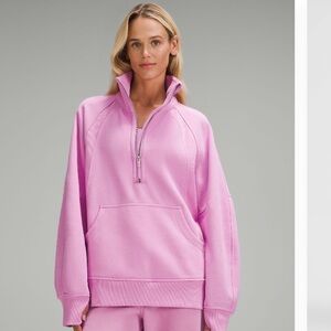 Like New Lululemon Scuba Oversized Funnel Neck Half Zip Long; M/L; Dahlia Mauve